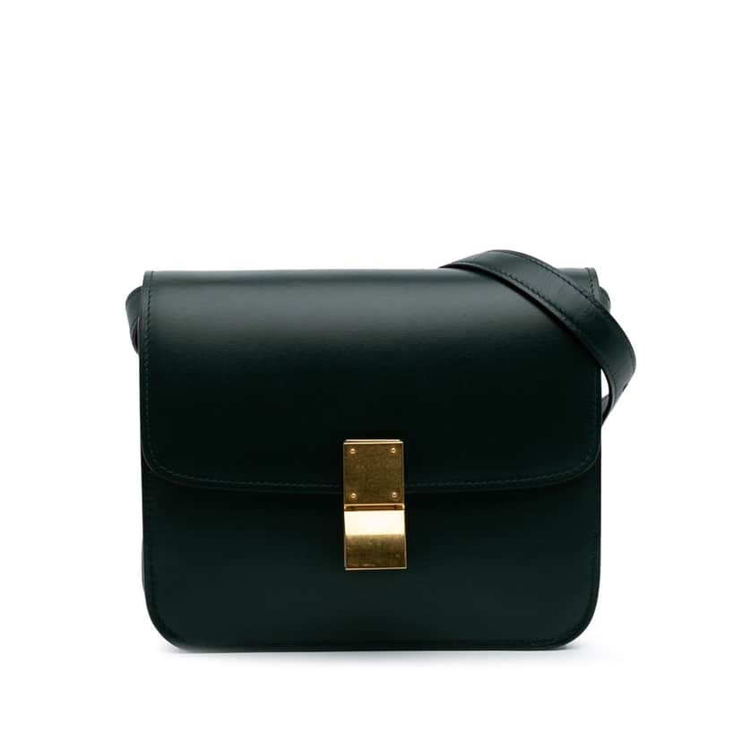 Celine Teen Calfskin Classic Box Green Leather Good condition - Front View