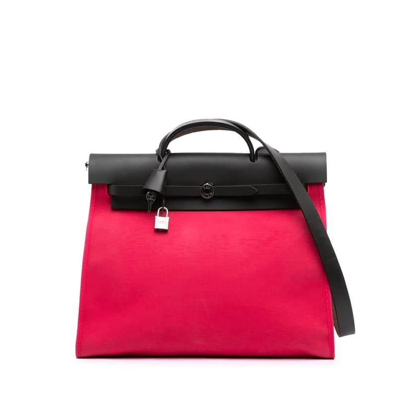 Hermès Toile Herbag Zip 39 Pink Canvas Good condition - Front View