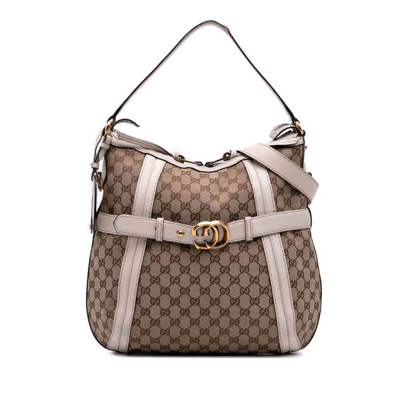 Gucci Medium GG Canvas Running Satchel Brown Canvas Good condition - Front View