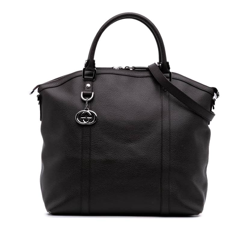 Gucci Large Leather GG Charm Dome Satchel Brown Leather Good condition - Front View