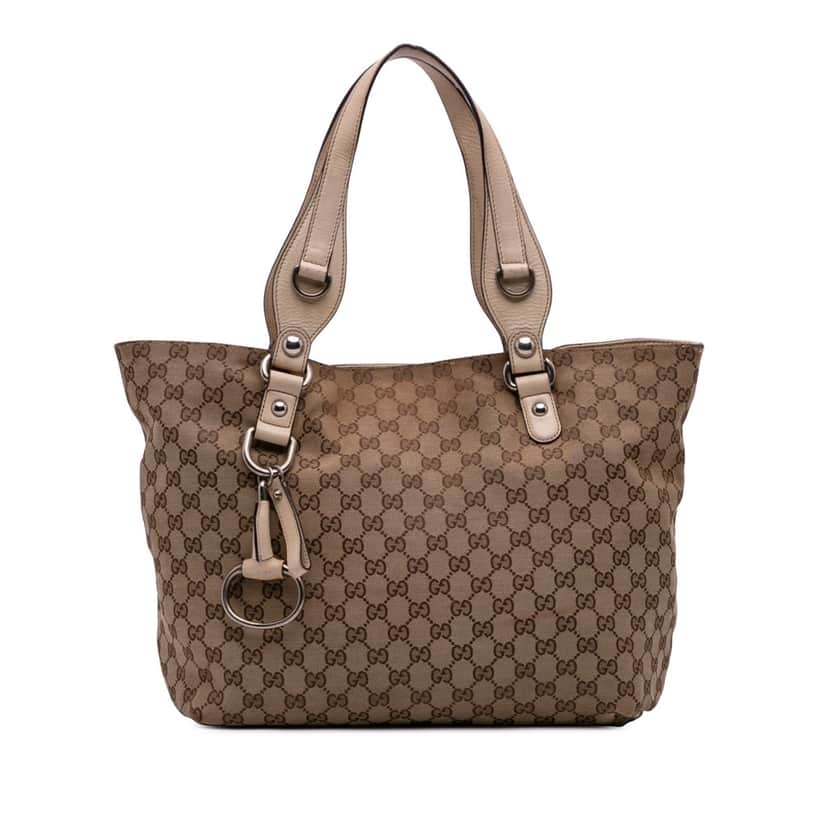 Gucci Medium GG Canvas Icon Bit Tote Brown Canvas Good condition - Front View