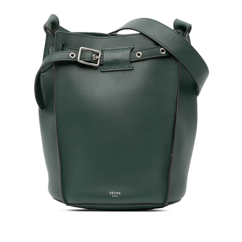 Celine Leather Big Bag Bucket Crossbody Green Leather Good condition - Front View