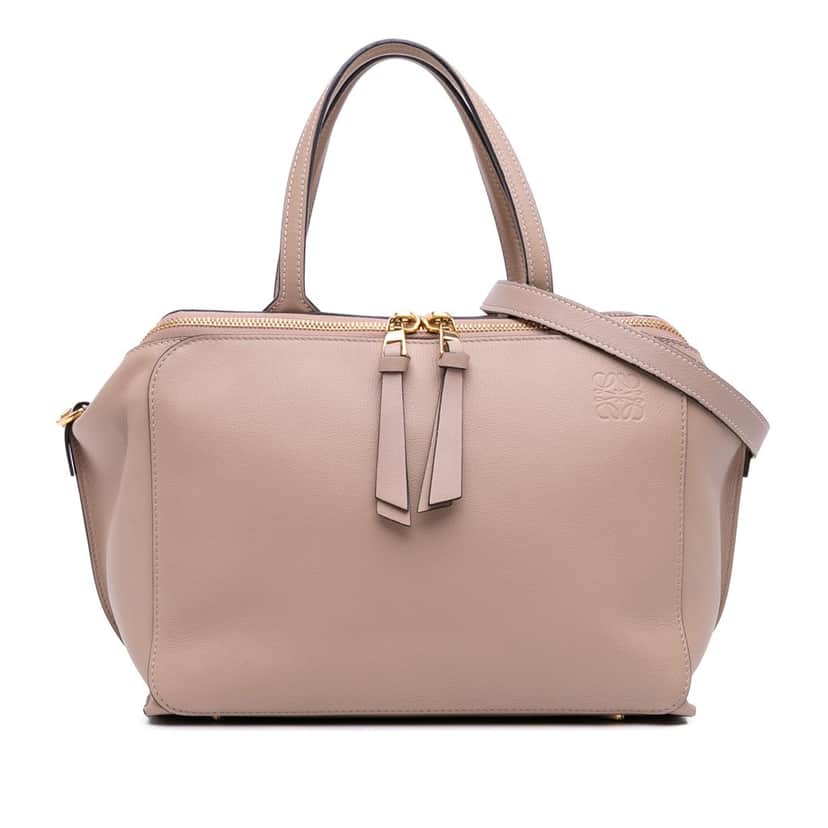 Loewe Anagram Leather Zipper Bag Brown Leather Good condition - Front View