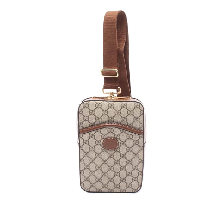 Gucci GG Supreme Interlocking G Sling Bag Brown Canvas Good condition - Front View