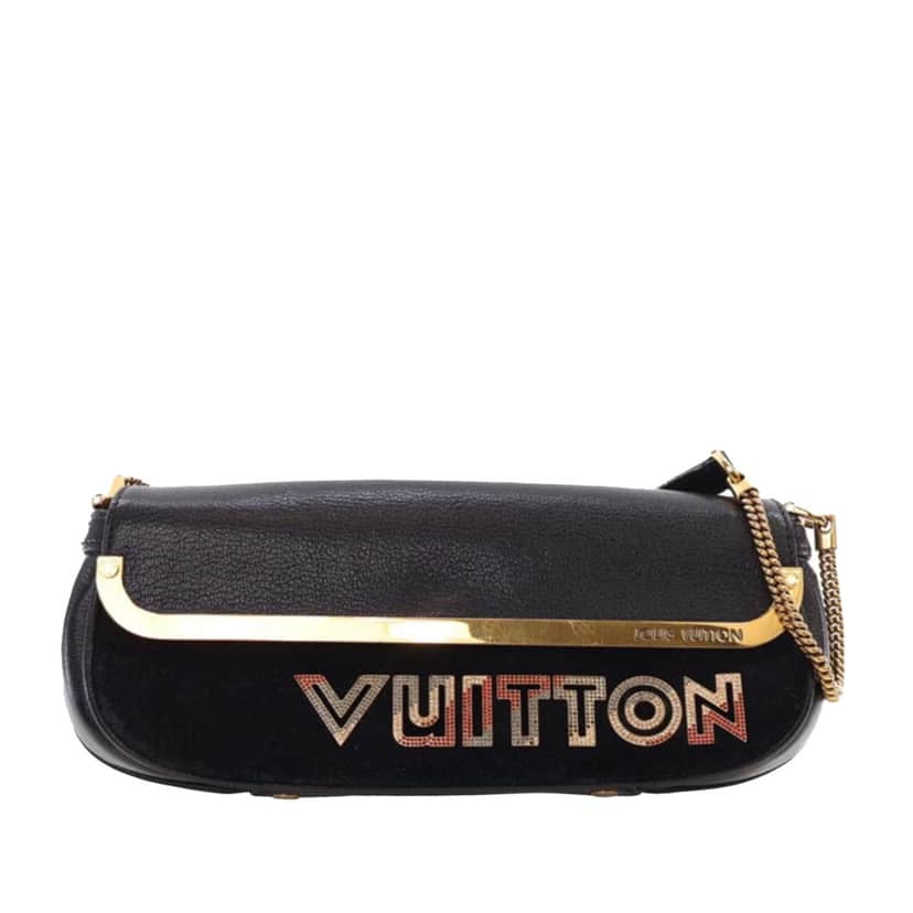Louis Vuitton Suede and Goatskin Avant Garde Pochette Black Leather Good condition - Front View