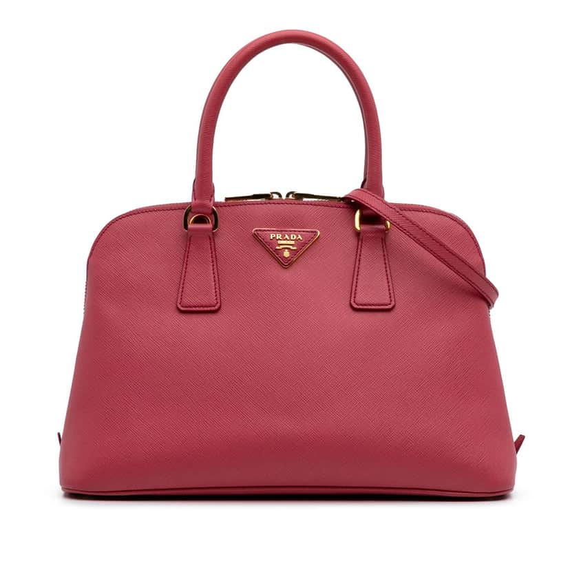 Prada Medium Saffiano Lux Promenade Satchel Pink Leather Good condition - Front View