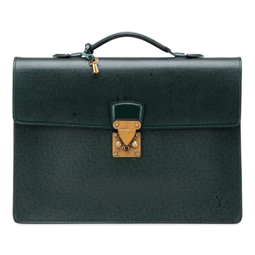Louis Vuitton Taiga Serviette Kourad Briefcase Green Leather Good condition - Front View