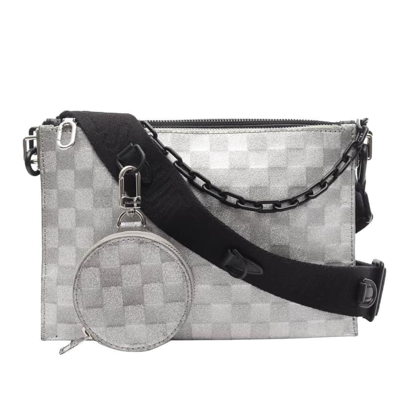 Louis Vuitton Damier Glitter Taurillon In The Loop Trio Pouch Black Leather Good condition - Front View