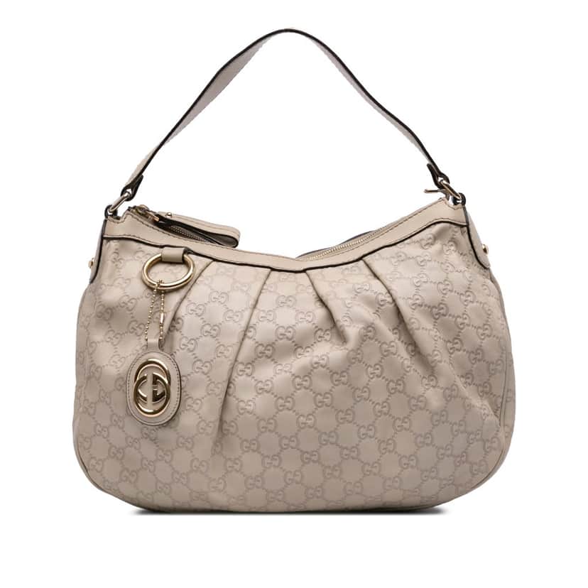 Gucci Guccissima Sukey Shoulder Bag Brown Leather Good condition - Front View