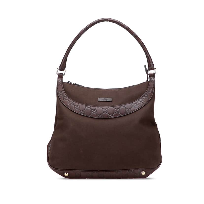 Gucci Guccissima Trimmed Canvas Shoulder Bag Brown Canvas Good condition - Front View