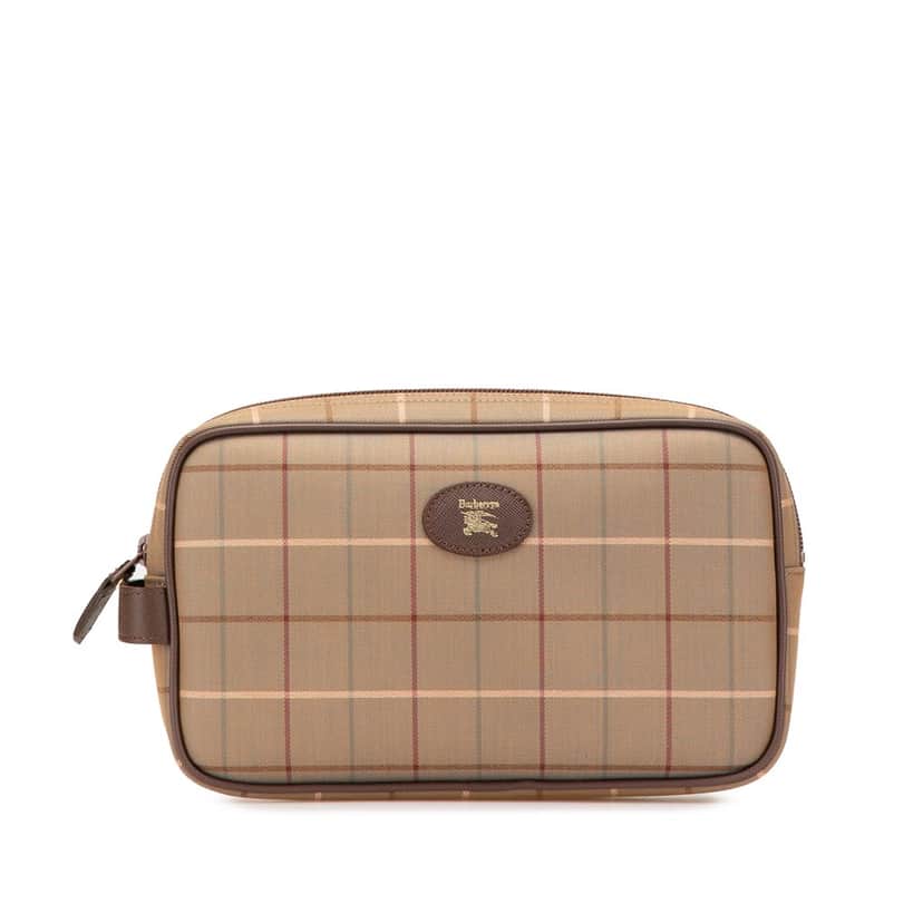 Burberry Vintage Check Canvas Clutch Brown Canvas Good condition - Front View