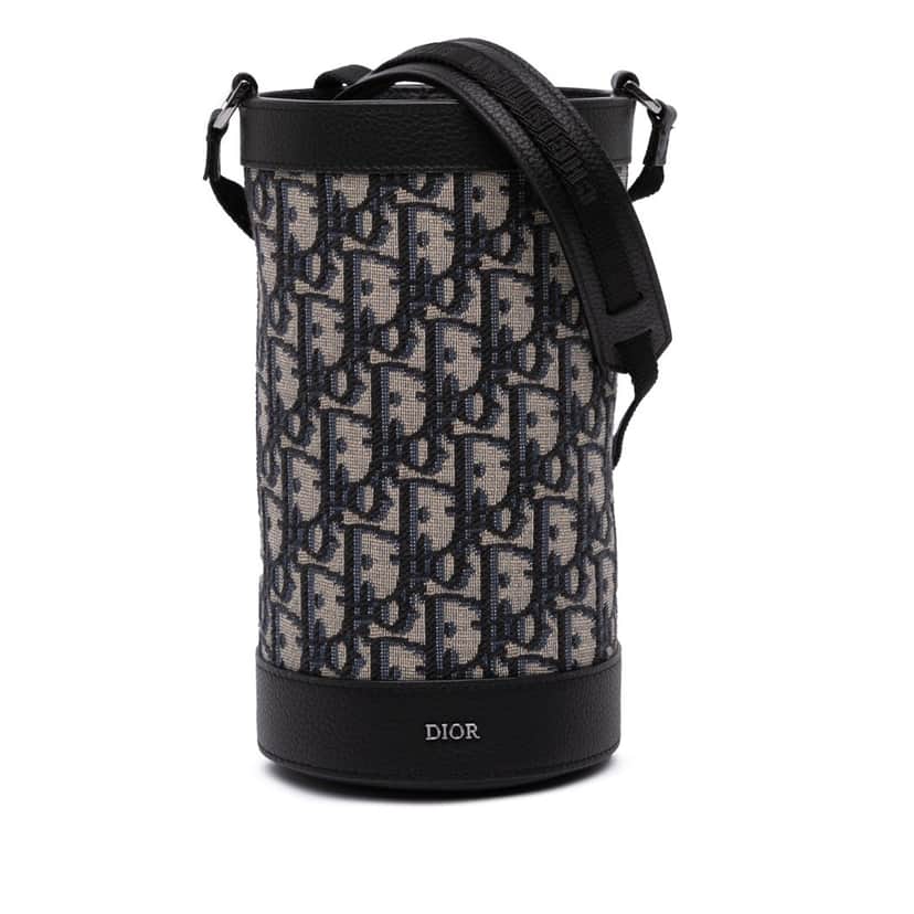 Dior Oblique Canvas Thermo Bottle Holder Blue Canvas Good condition - Front View