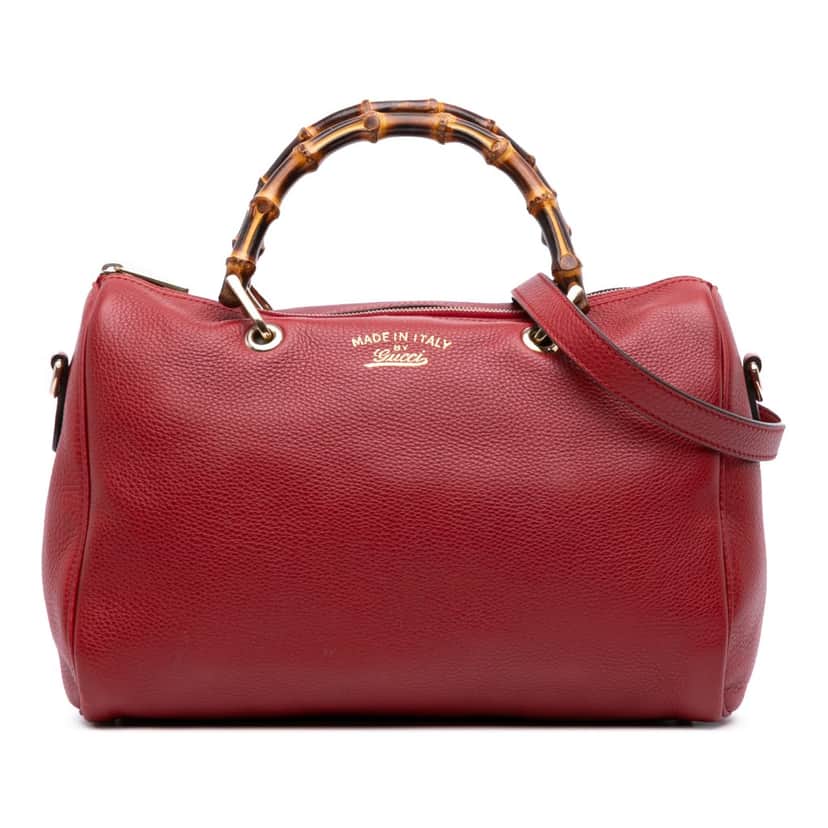 Gucci Calfskin Bamboo Shopper Boston Red Leather Good condition - Front View