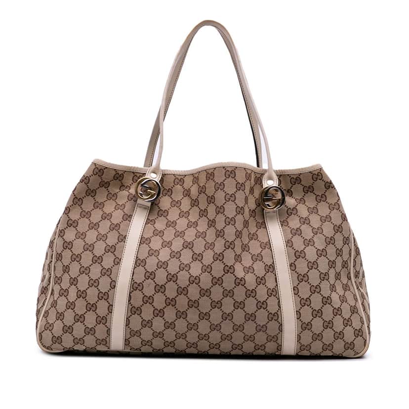 Gucci Large GG Canvas Twins Tote Brown Canvas Good condition - Front View