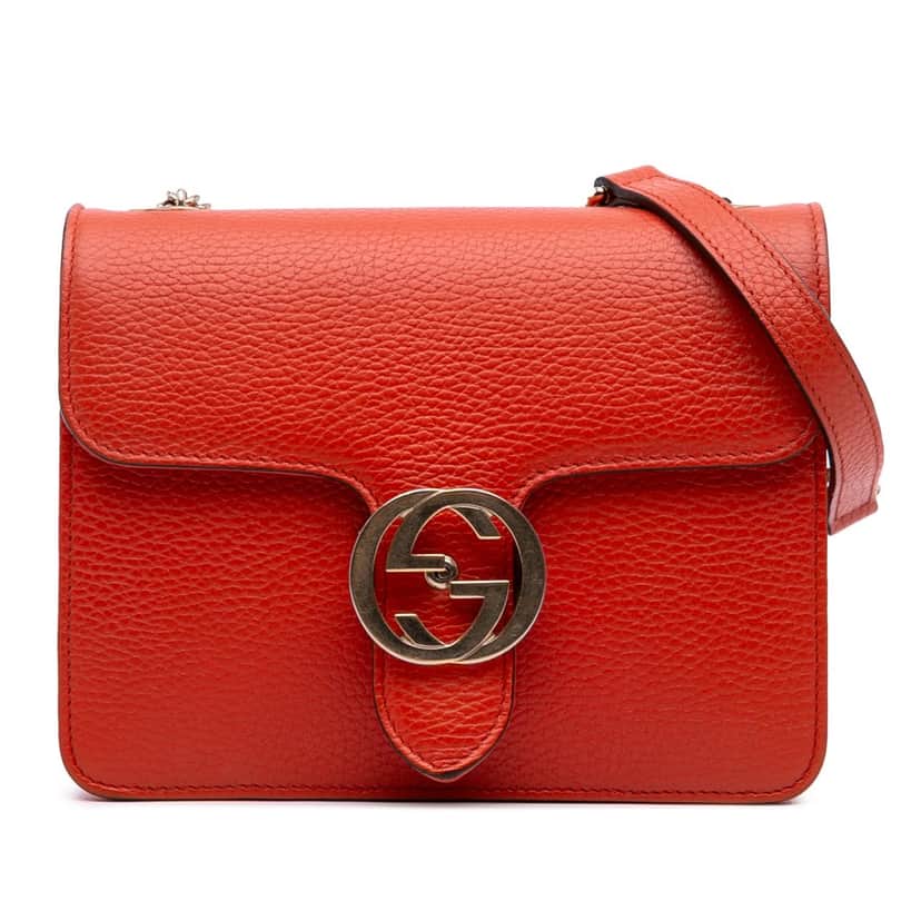 Gucci Small Dollar Calfskin Interlocking G Crossbody Orange Leather Good condition - Front View