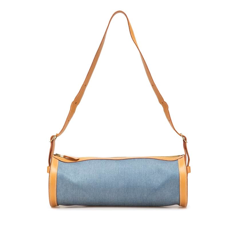 Hermès Denim and Calfskin Sac Doremi 33 Blue Denim Good condition - Front View