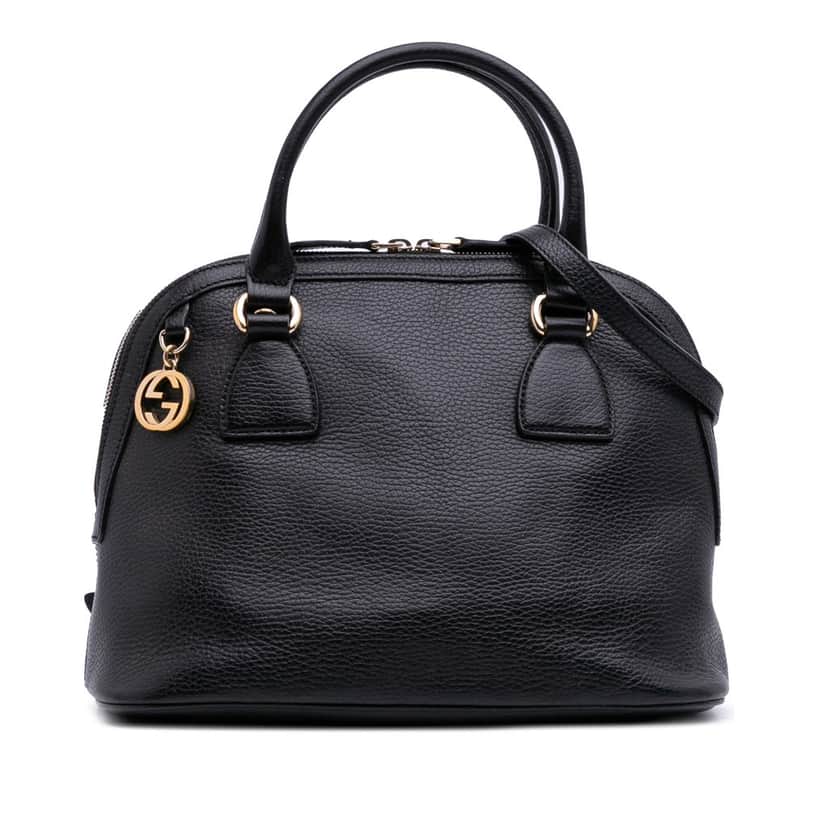 Gucci Small Dollar Calfskin GG Charm Dome Satchel Black Leather Good condition - Front View