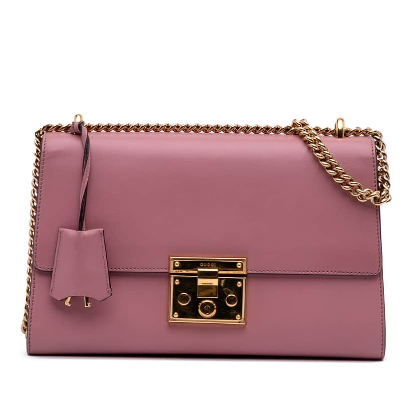 Gucci Medium Leather Padlock Shoulder Bag Pink Leather Good condition - Front View