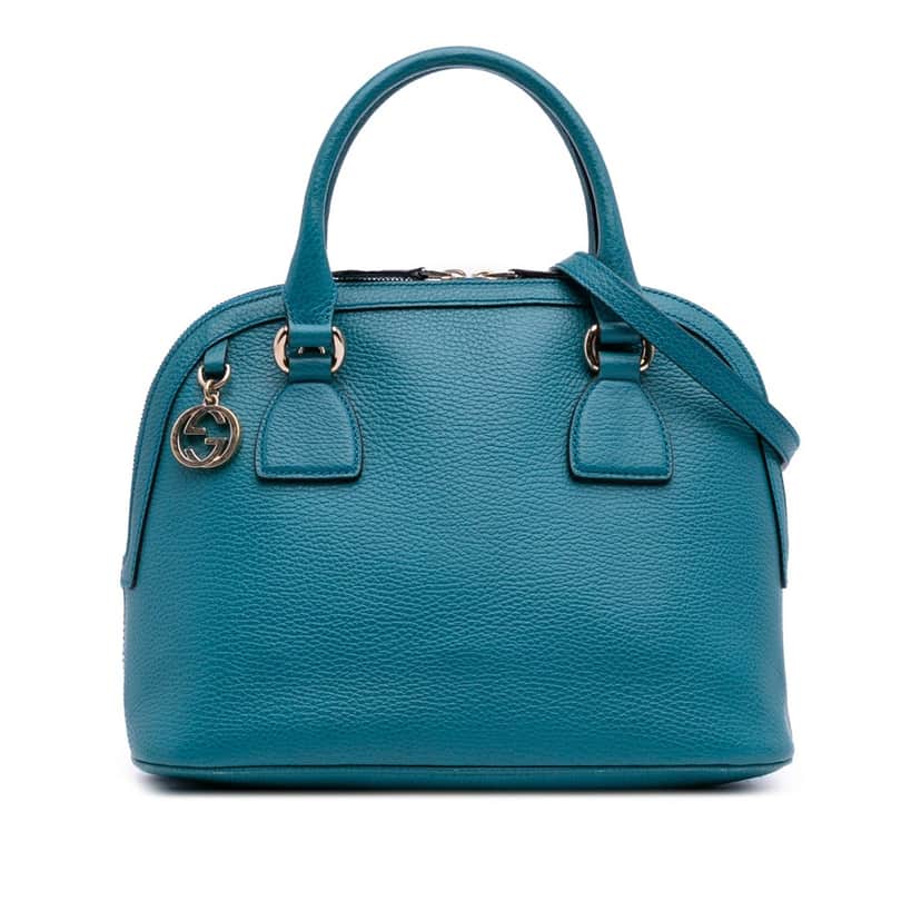 Gucci Small Dollar Calfskin GG Charm Dome Satchel Blue Leather Good condition - Front View