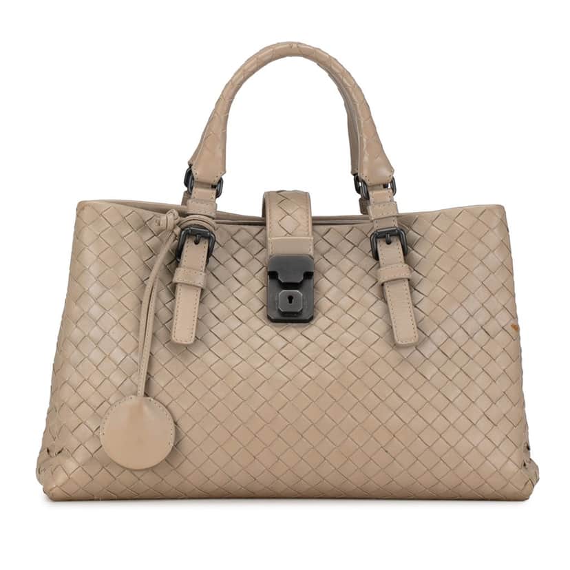 Bottega Veneta Small Nappa Intrecciato Roma Satchel Brown Leather Good condition - Front View