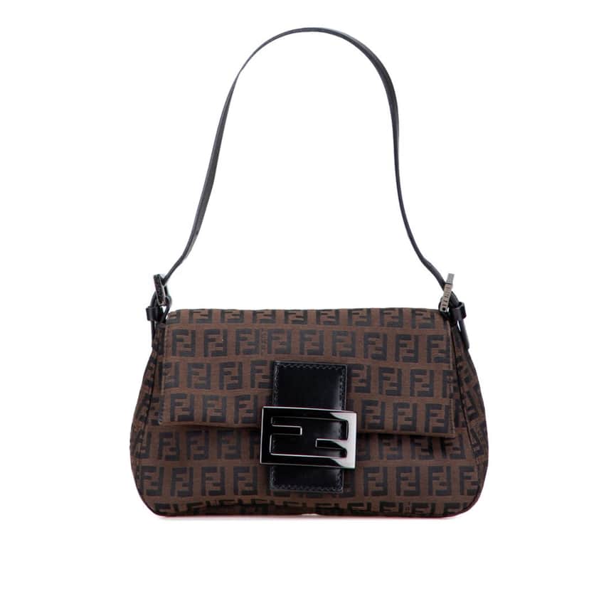 Fendi Mini Zucchino Canvas Mamma Forever Brown Canvas Good condition - Front View