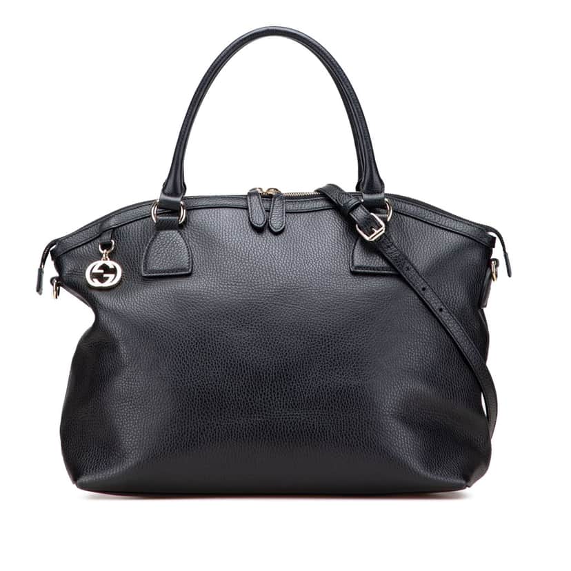 Gucci Large Dollar Calfskin GG Charm Dome Satchel Black Leather Good condition - Front View