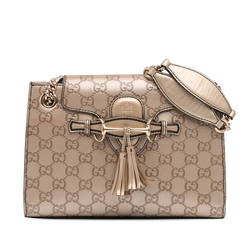 Gucci Small Guccissima Emily Shoulder Bag Gold Leather Good condition - Front View