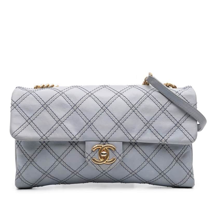 Chanel Jumbo Quilted Calfskin Triple Stitched Flap Grey Leather Good condition - Front View