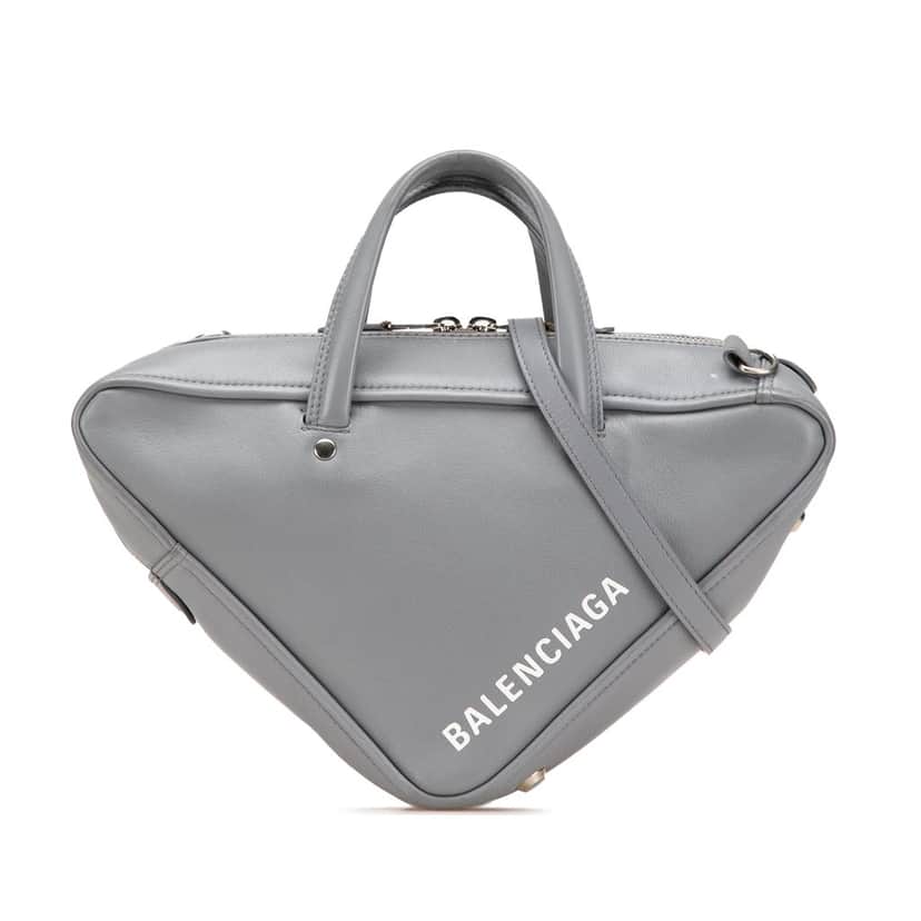Balenciaga Medium Leather Triangle Duffle Bag Grey Leather Good condition - Front View