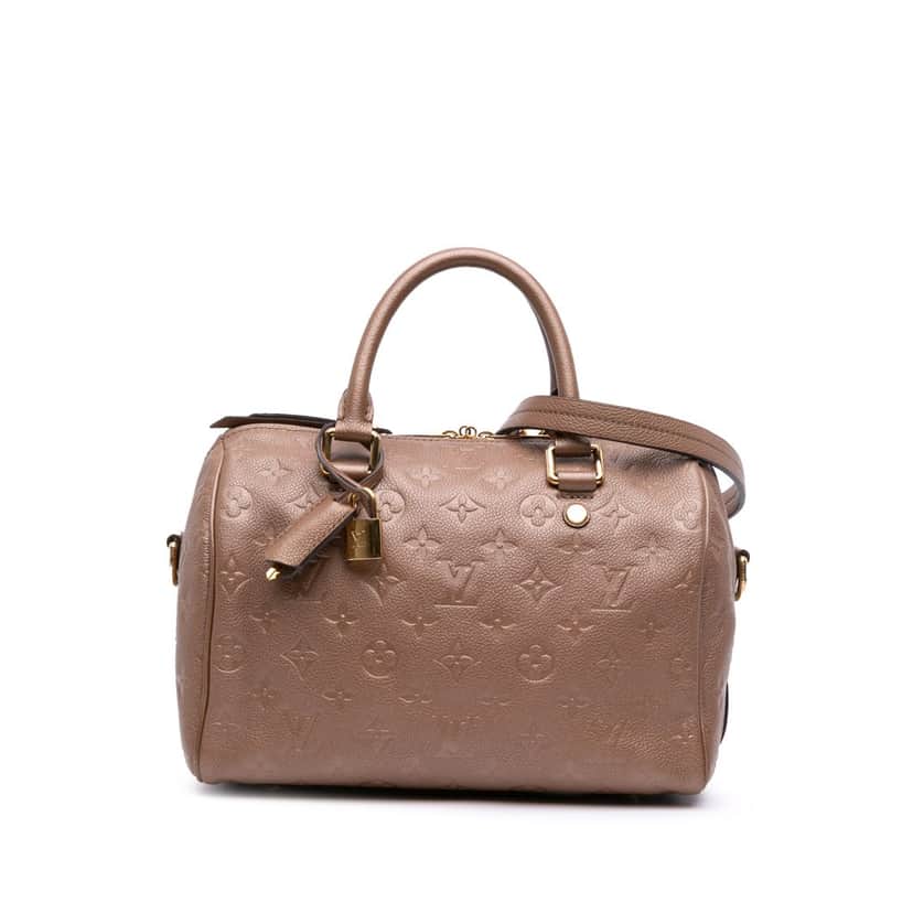 Louis Vuitton Monogram Empreinte Speedy Bandouliere 25 Brown Leather Good condition - Front View
