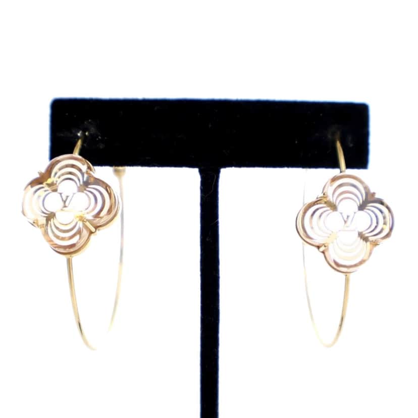 Louis Vuitton Gold Plated Resin A La Folie Hoop Earrings Gold Metal Good condition - Front View