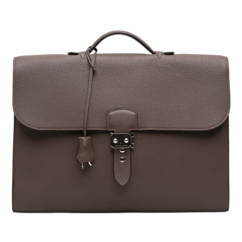 Hermès Togo Sac A Depeches 38 Brown Leather Good condition - Front View