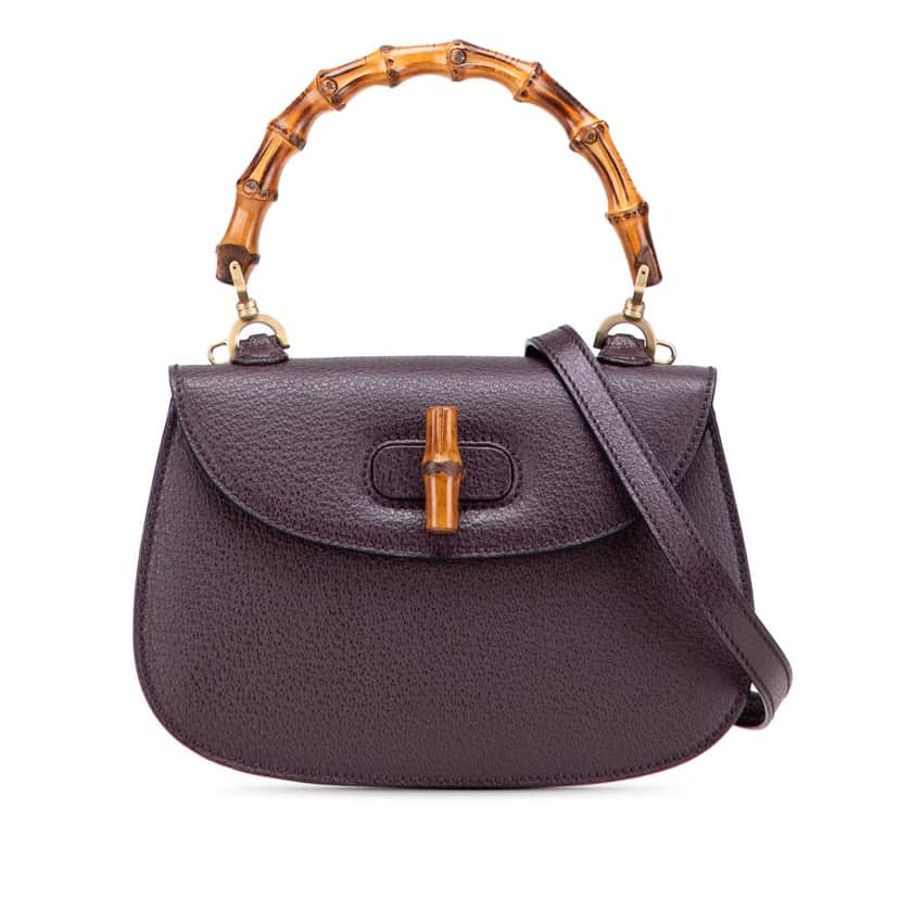Gucci Calfskin Bamboo Night Purple Leather Good condition - Front View