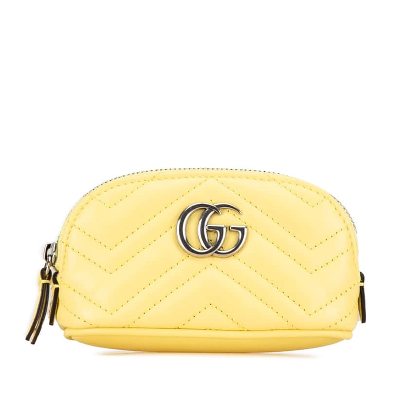Gucci GG Marmont Matelasse Key Pouch Yellow Leather Good condition - Front View