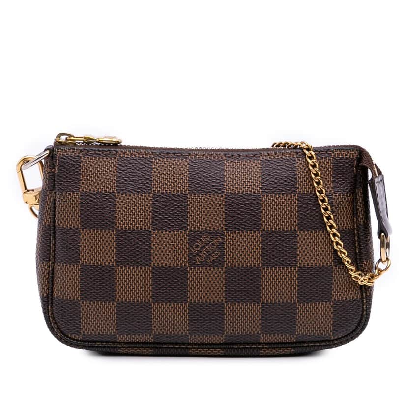 Louis Vuitton Damier Ebene Mini Pochette Accessoires Brown Canvas Good condition - Front View