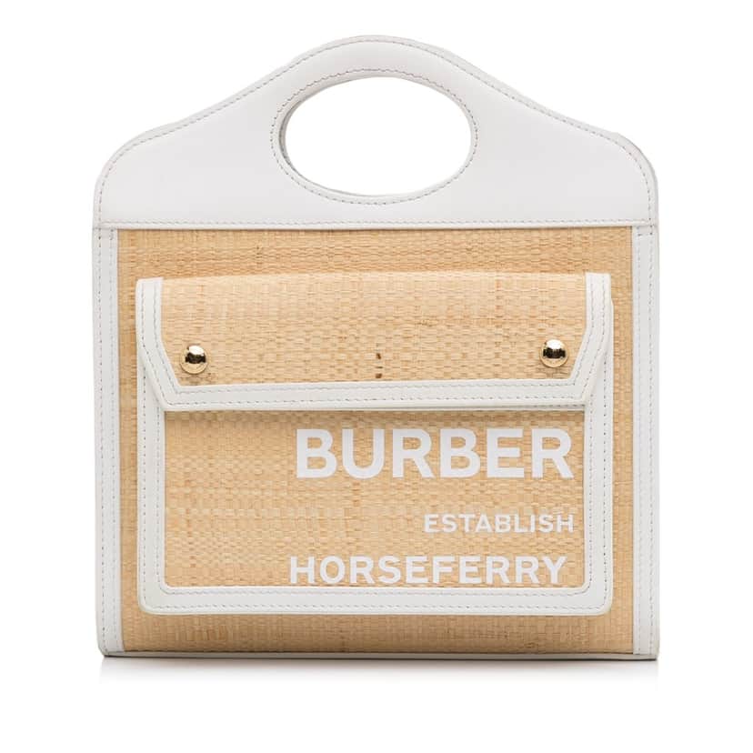 Burberry Pocket Raffia Satchel Brown Good condition - Front View