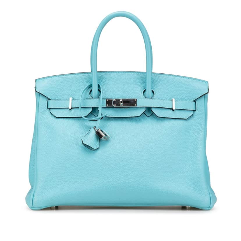 Hermès Togo Birkin Retourne 35 Blue Leather Good condition - Front View