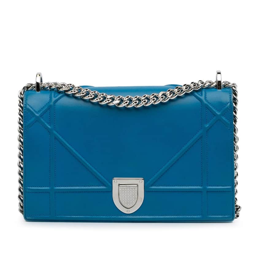 Dior Medium Diorama Flap Blue Leather Good condition - Front View