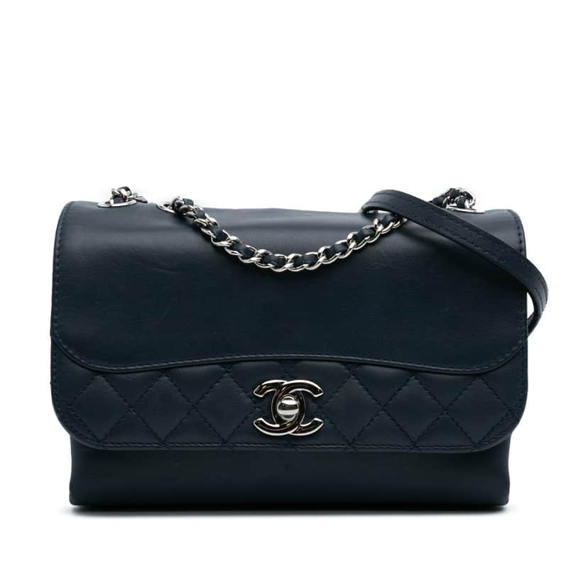 Chanel Mini Calfskin Tramezzo Flap Blue Leather Good condition - Front View