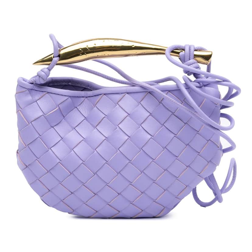 Bottega Veneta Baby Lambskin Intrecciato Sardine Bag Purple Leather Good condition - Front View