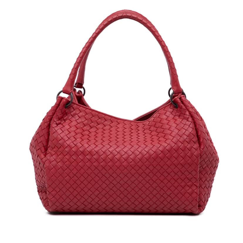 Bottega Veneta Nappa Intrecciato Parachute Tote Red Leather Good condition - Front View