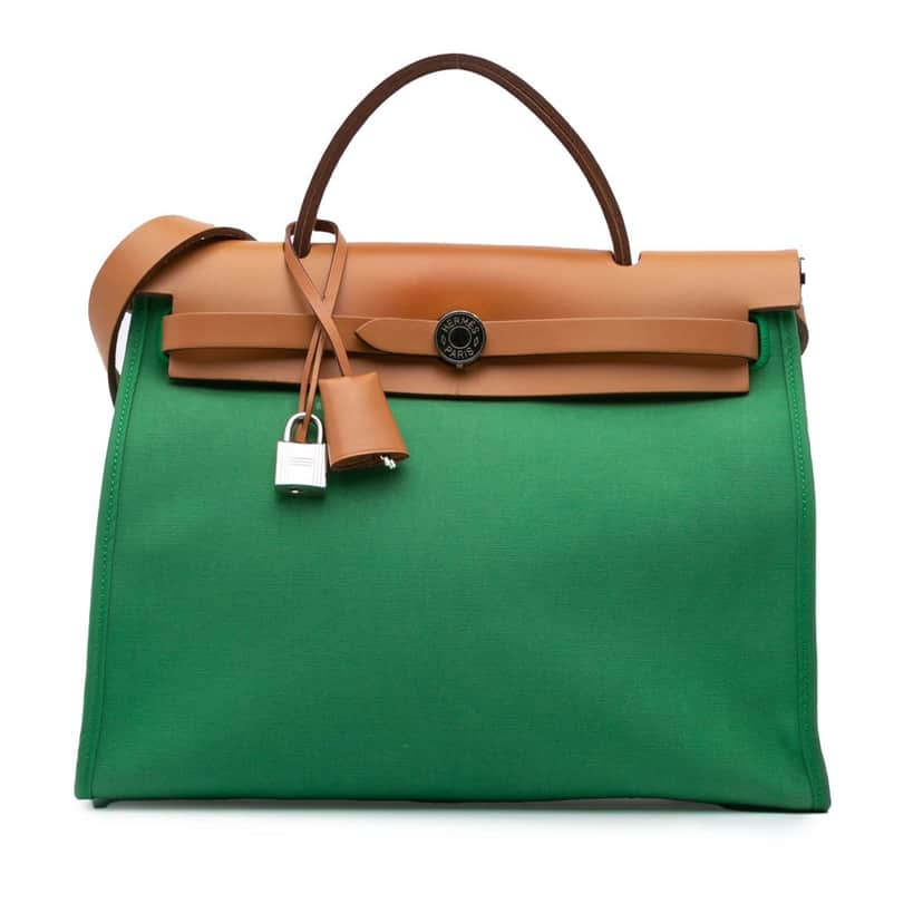 Hermès Toile Herbag Zip 31 Green Canvas Good condition - Front View