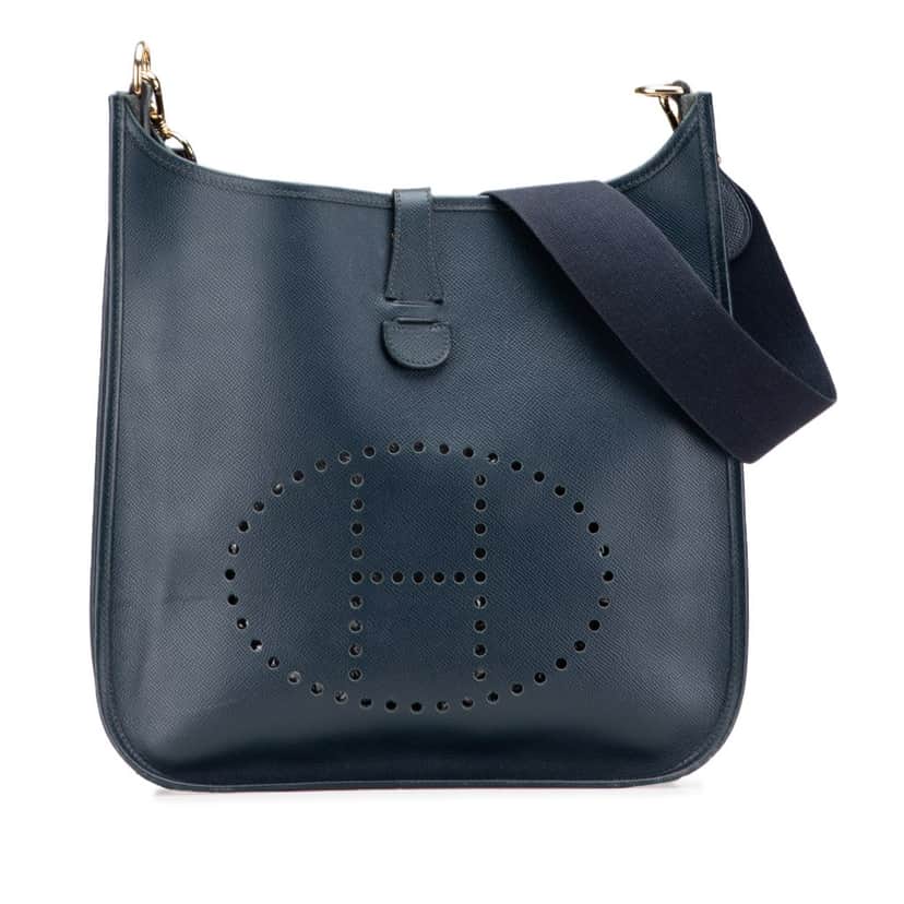 Hermès Courchevel Evelyne I GM Blue Leather Good condition - Front View