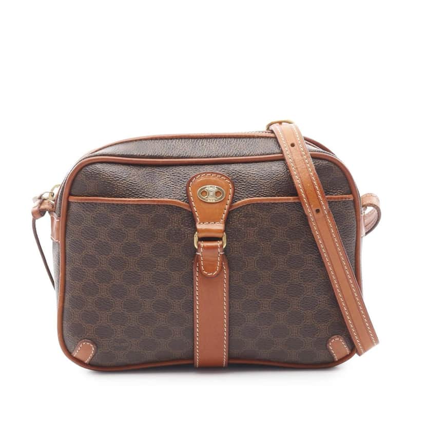 Celine Macadam Coated Canvas Crossbody Brown Canvas Good condition - Front View