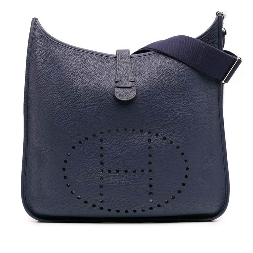 Hermès Clemence Evelyne III 33 Blue Leather Good condition - Front View