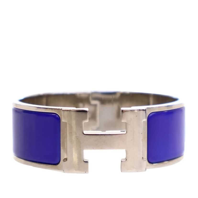 Hermès Wide Enamel Clic Clac H Bracelet PM Blue Good condition - Front View