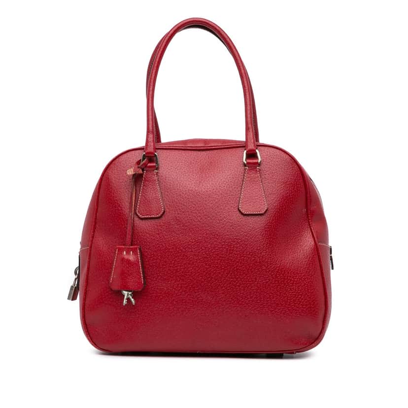 Prada Cinghiale Bauletto Handbag Red Leather Good condition - Front View