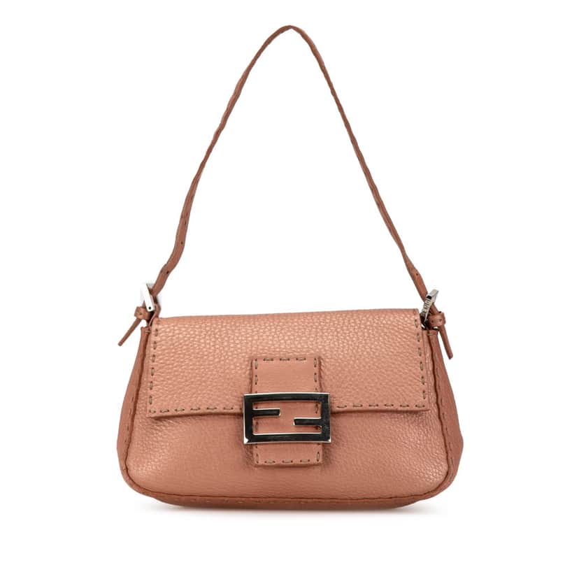 Fendi Leather Selleria Baguette Pink Leather Good condition - Front View