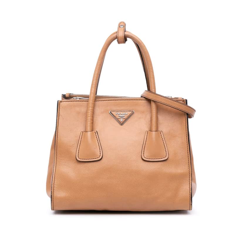 Prada Glace Calf Twin Pocket Satchel Brown Leather Good condition - Front View