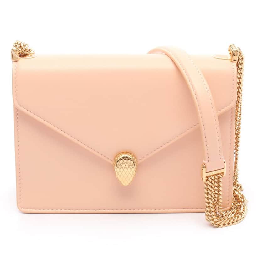 Bvlgari Leather Serpenti Forever Crossbody Pink Leather Good condition - Front View